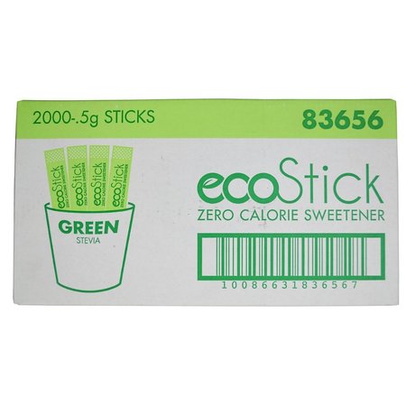 ECOSTICK Sugar Substitute Stevia Green Sticks .5g, PK2000 83656